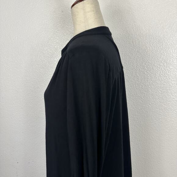 Amour Vert Black Popover Tunic Top XL Roll Tab Sleeve Sustainable Made in USA - Picture 4 of 8